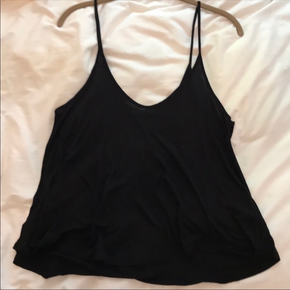 BLACK FLOWY SPAGHETTI STRAP TANK